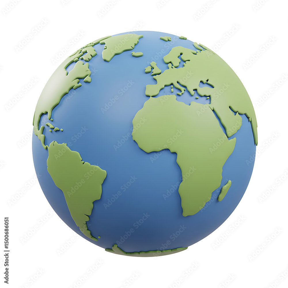 Naklejka premium Cartoon Earth globe with continents view