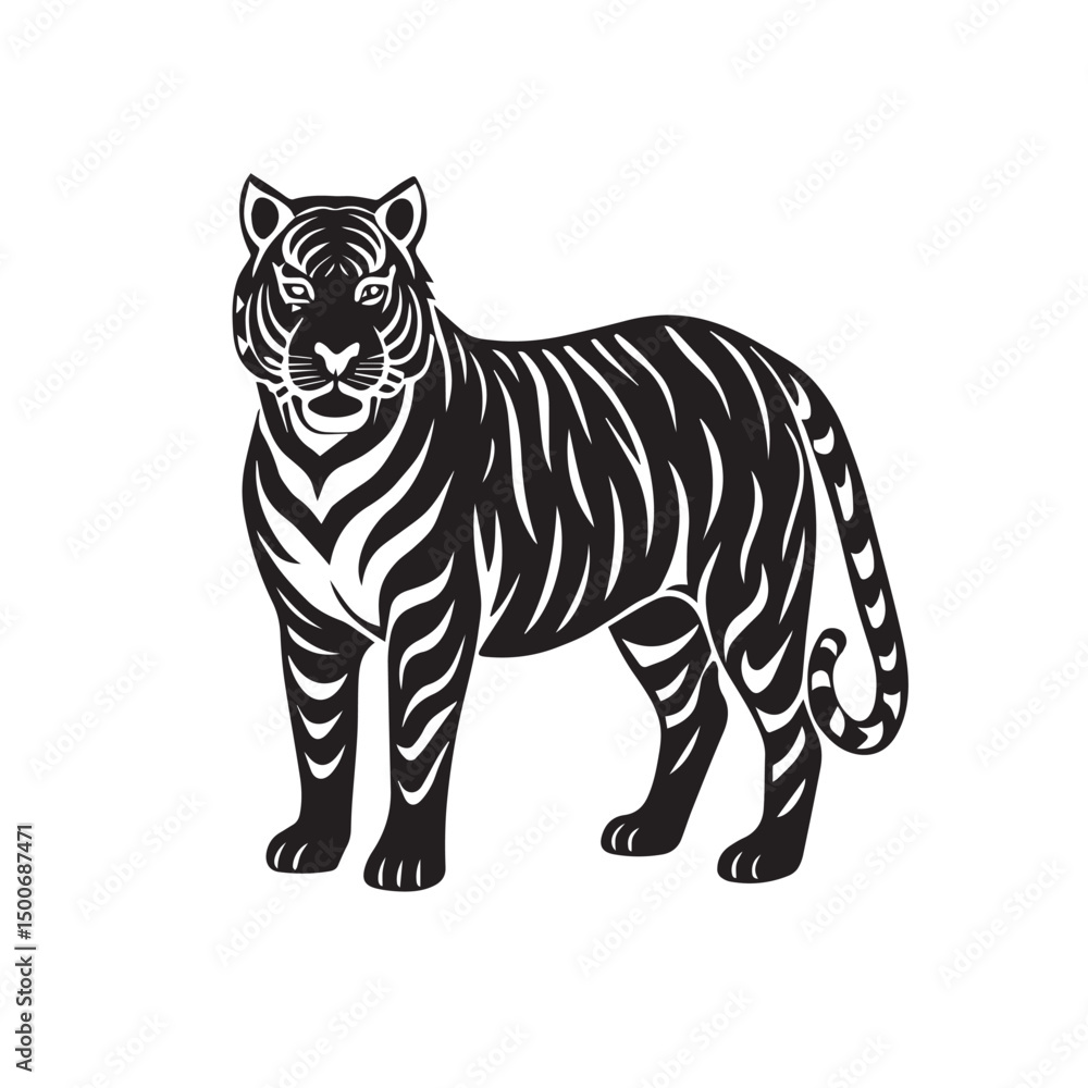 Obraz premium tiger icon vector illustration silhouette
