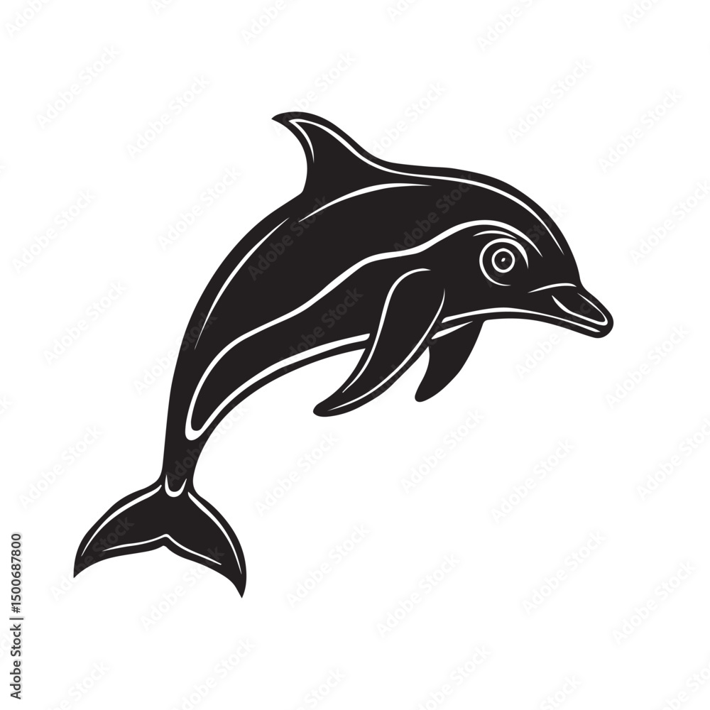 Fototapeta premium dolphin icon vector illustration silhouette 
