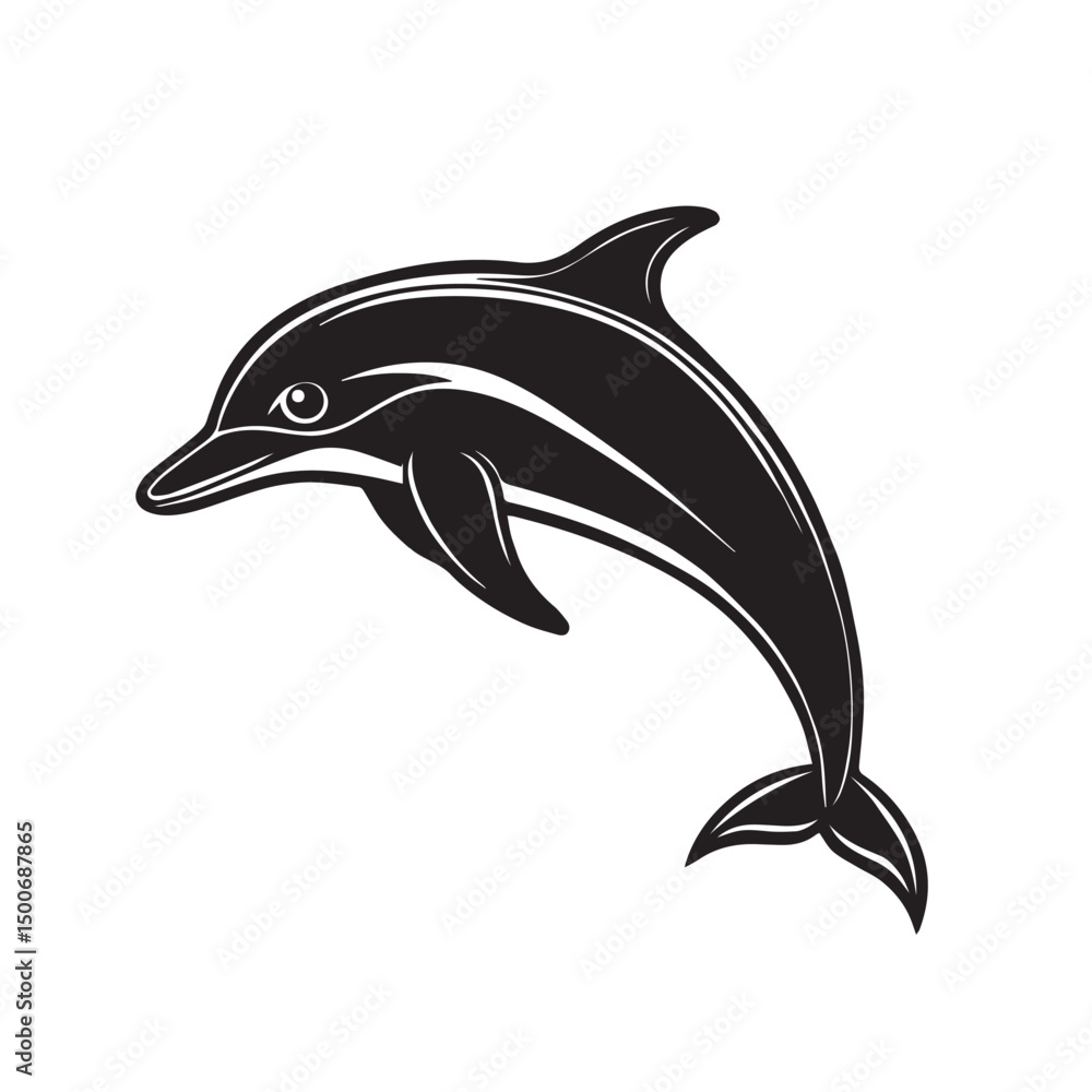 Fototapeta premium dolphin icon vector illustration silhouette