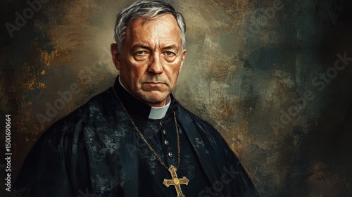 Christian Priest Watercolor Portrait Illustration - AI Generated Art