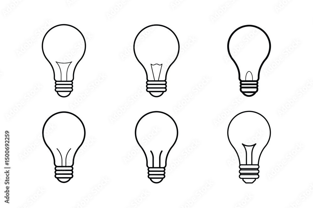 Flat Minimal Edison Bulb Vector Art Flat Minimal Edison Bulb Vector Art
