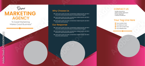 Digital marketing agency advertisement social media 3 layers brochure design vector templates