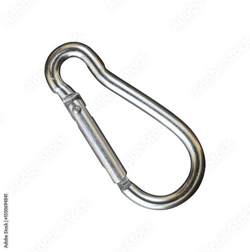 silver carabiner isolated