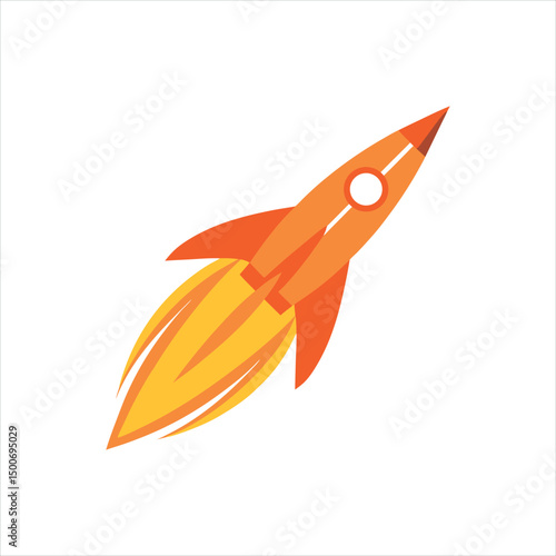 Colorful Rocket Illustration – Cartoon Space Launch Icon
