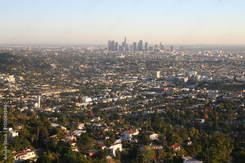 Fototapeta premium Los Angeles city skyline back in the 2000
