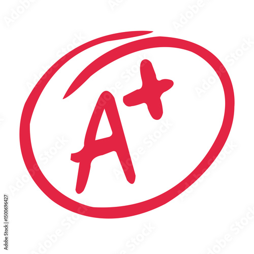 A plus grade icon vector, result of examination icon, best grade icon vector in trendy flat style illustration isolated on white background.