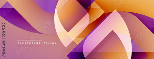 Abstract geometric shapes overlap, creating vibrant gradients. Warm colors dominate, suggesting modern design elements. Smooth transitions define composition.