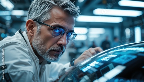 Wallpaper Mural Focused Engineer Inspecting Advanced Technology in a Modern Laboratory Torontodigital.ca