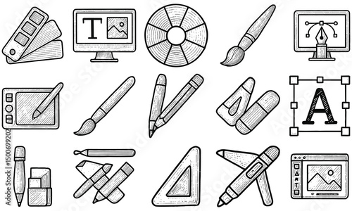 Graphic Design Tools Sketch Set