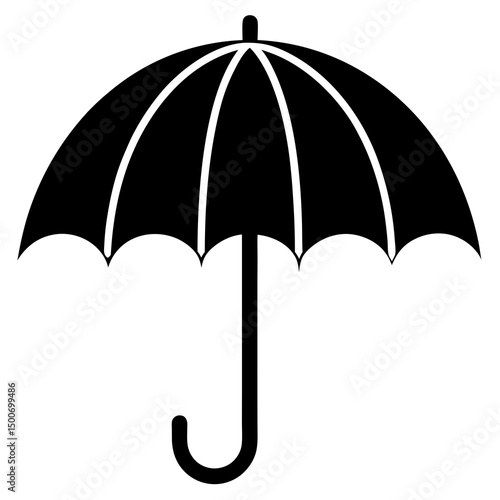 black umbrella isolated on white