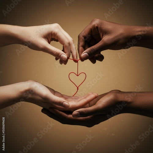 Hands Holding a Red Heart Symbolizing Connection and Support Photo