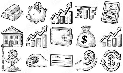 Hand Drawn Finance Investment Icons