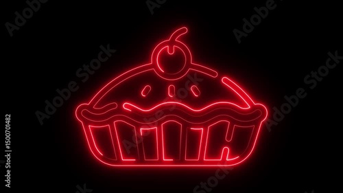 Glowing Christmas Cupcake with Candle and Red Ribbon Beside Red Christmas Tree Vector Illustration for Holiday Celebration and New Year Dessert Design