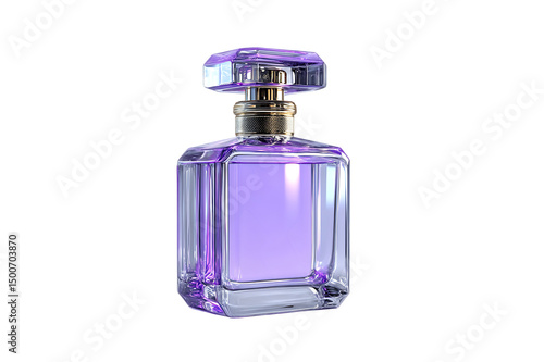 A Lavish Purple Perfume Bottle, Exquisitely Designed  isolated on transparent background , cutout	