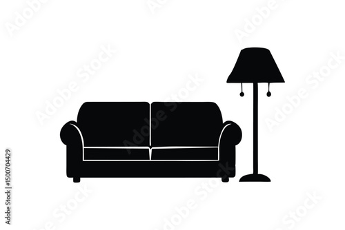couch-and-lamp-emoji-silhuette---vector-art-illust.eps