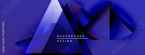 Abstract geometric shapes overlap, creating dynamic blue gradients. Text reads background design centered within composition. Modern, sleek visual.