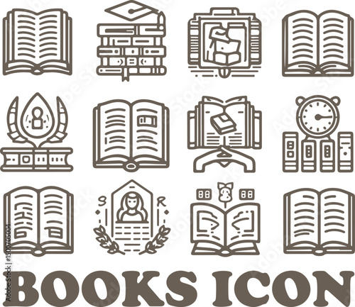 A collection of line icons themed around books and reading  vector .