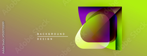 Abstract geometric design. Vibrant colors blend, creating modern visual impact. Gradient background enhances layered shapes.
