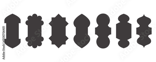 Islamic shapes Ramadan window frame design. Turkish and Indian vector ornament. Arabic door arch. Oriental architecture elements