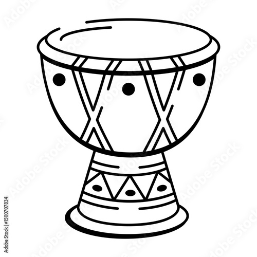 A hand drawn style icon of drum
