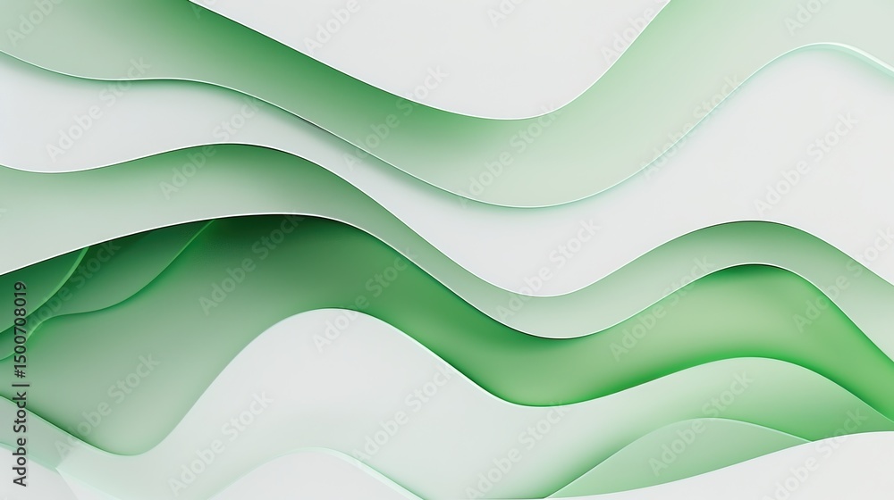 Fototapeta premium Green modern - sense blank design material，abstract green background with waves