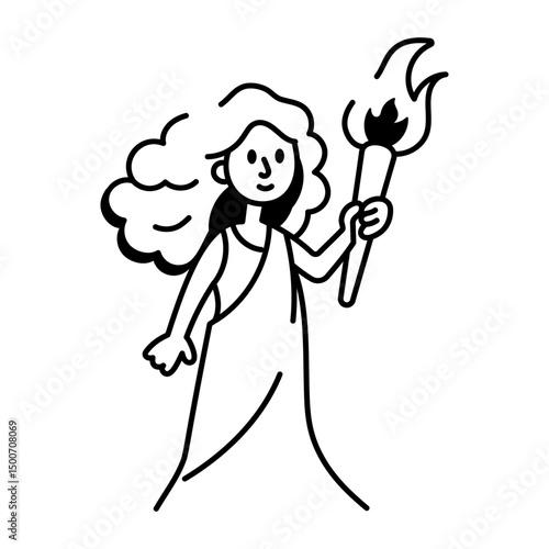 A hand drawn style icon of fire goddess
