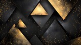Geometric design with gold accents and black background.