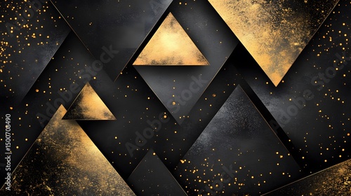 Geometric design with gold accents and black background. © riskun