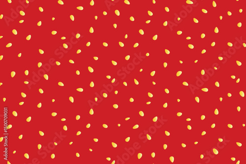 Red strawberry texture vector illustration. Seamless yellow strawberry seed pattern on a red background texture.