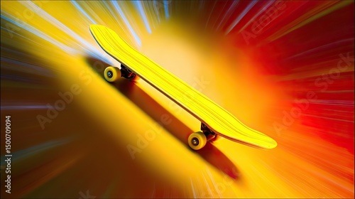 Yellow skateboard on abstract background, symbolizing dynamic urban lifestyle