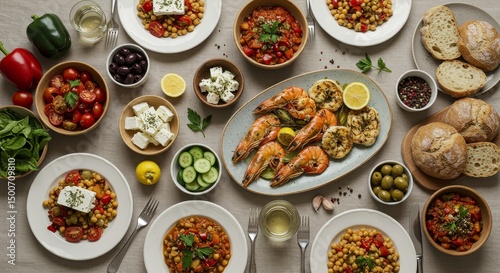Wallpaper Mural Overhead View Of a Variety of Dishes and Prepared Food on a Table Photo Torontodigital.ca