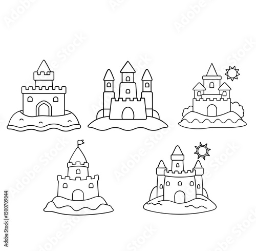 Cute Sand castle Summer coloring page for kids