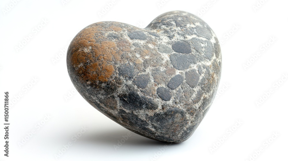Heart-shaped stone on a bright white background symbolizing affection Heart-shaped stone on a bright white background symbolizing affection