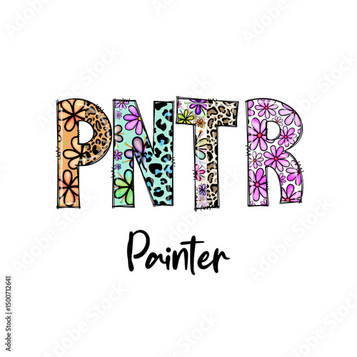 Colorful Floral & Leopard Print Painter Design for Apparel