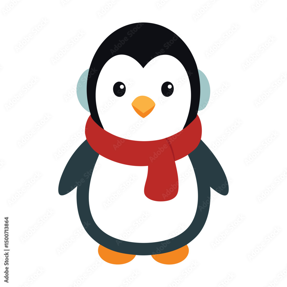 Naklejka premium penguin in winter clothes