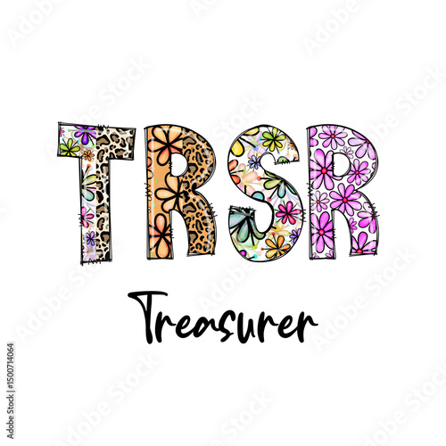 Cute Floral & Leopard Print T-Shirt Design with the Word "Treasure"