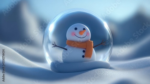 Snowman snow globe winter wonderland snowy scene holiday