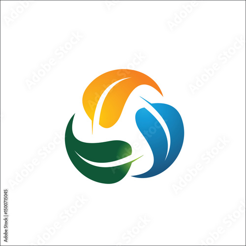 round colored leaf logo vector design