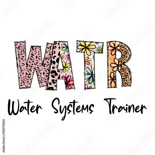 Water Systems Trainer Design with Leopard Print, Flowers, and Glitter