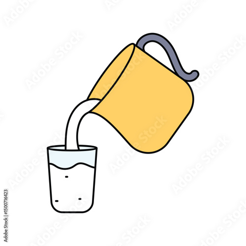 milk jar lineal color line icon with white background vector stock illustration