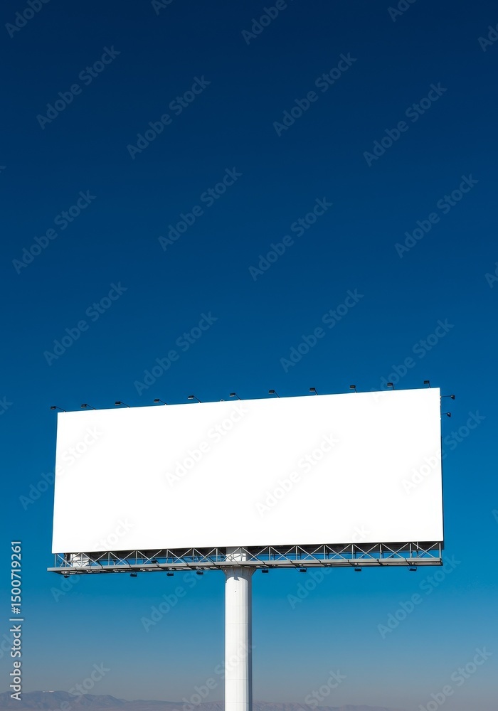 Fototapeta premium Photo of a Bright White Billboard with Blue Sky Background Advertising Space