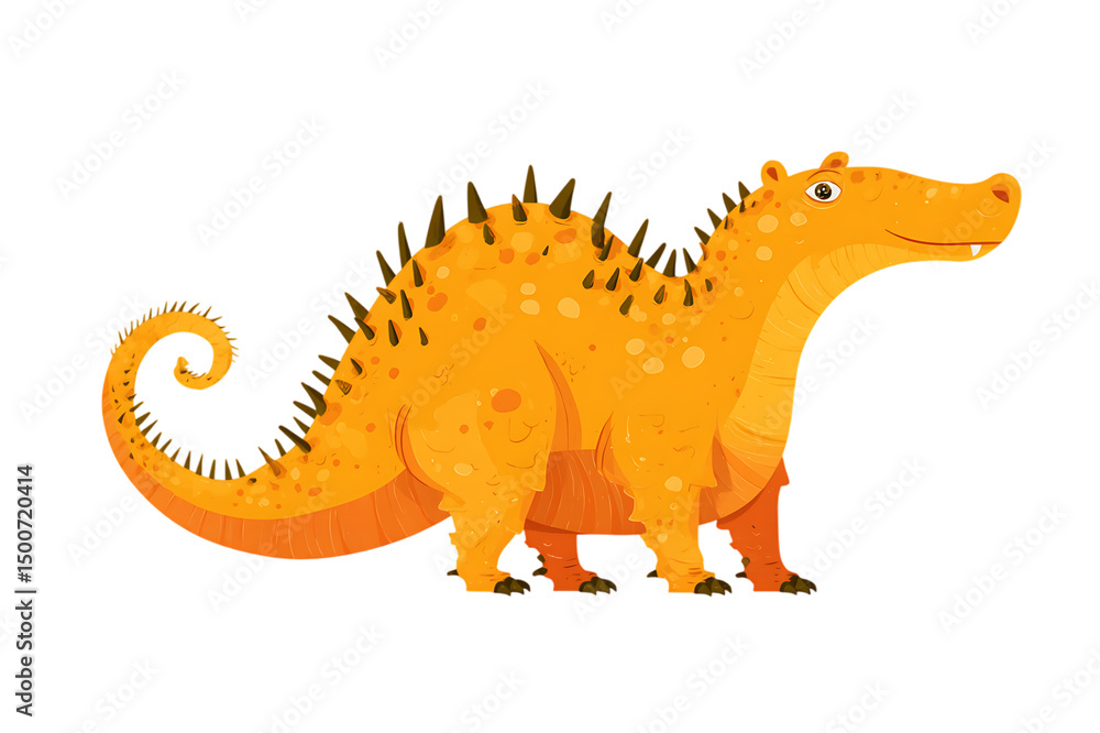 Naklejka premium A Delightful Illustration of a Cartoon Spiked Dinosaur