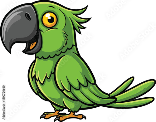 parrot,green parrot,cartoon parrot,colorful parrot,cute parrot,digital illustration,vector graphics,detailed art,realistic art
