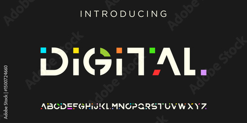 Creative Logo Modern alphabet. abstract digital tech font. Typography technology, electronic, movie, digital, music, future, logo creative font. vector illustration