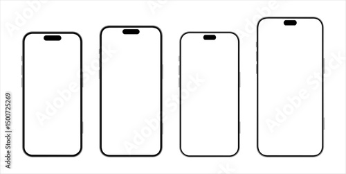 brand New i phone 17 series mockup front view isolated on transparent background. phone cut out template	