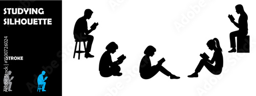 Studying Silhouette Vector Set – Student, Learning, and Education Concepts