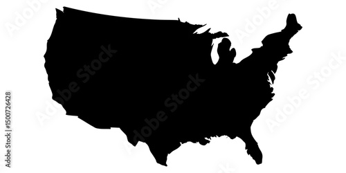 USA Map Silhouette Vector Set – American Country Outline and State Map Icons