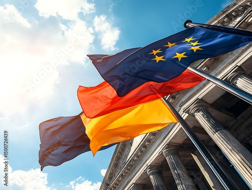 Flags of European Union and Germany
