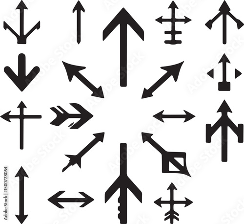 ARROW collection with diverse directional markers on white background.